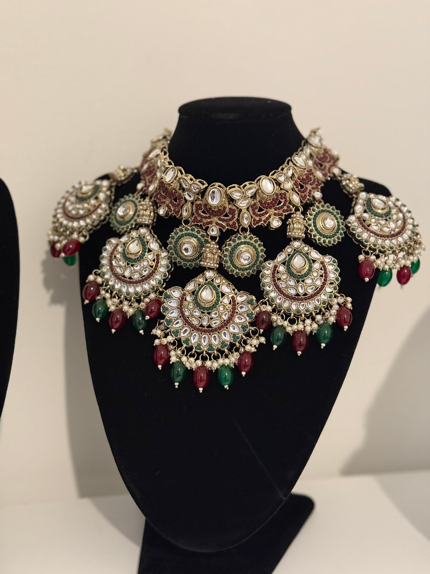 Kundan Collection Semi Bridal GOLD, GREEN, SILVER and RED Set