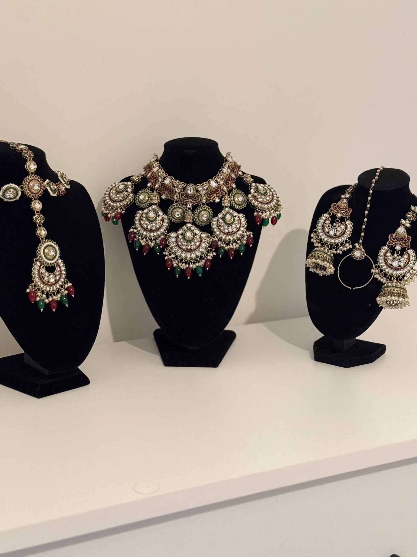 Kundan Collection Semi Bridal GOLD, GREEN, SILVER and RED Set