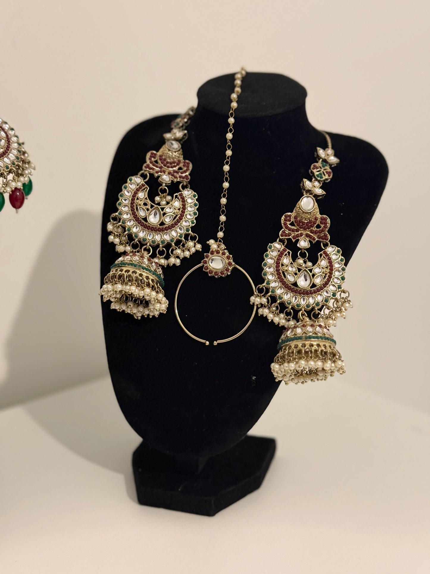 Kundan Collection Semi Bridal GOLD, GREEN, SILVER and RED Set