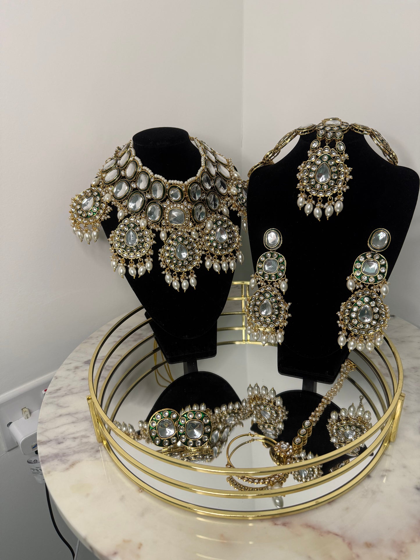 ‘Pammi’ Gold and Green Semi Bridal Set