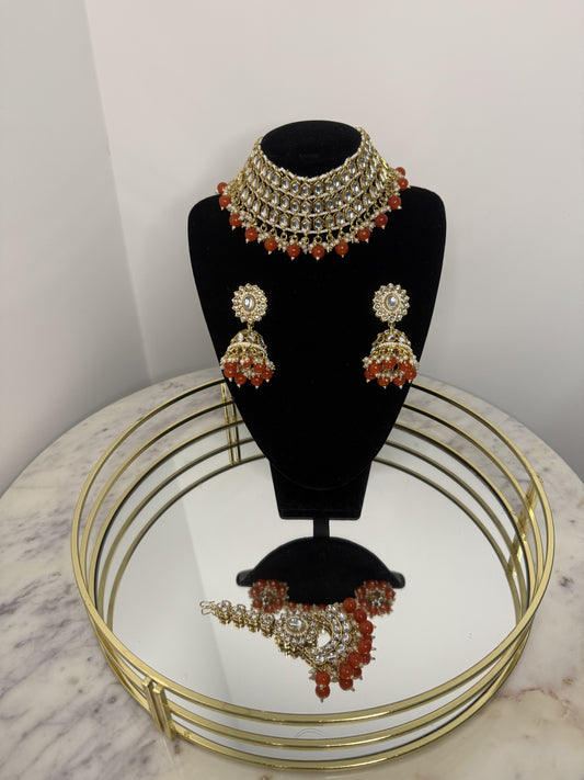 ‘Rani’ Orange Choker Set